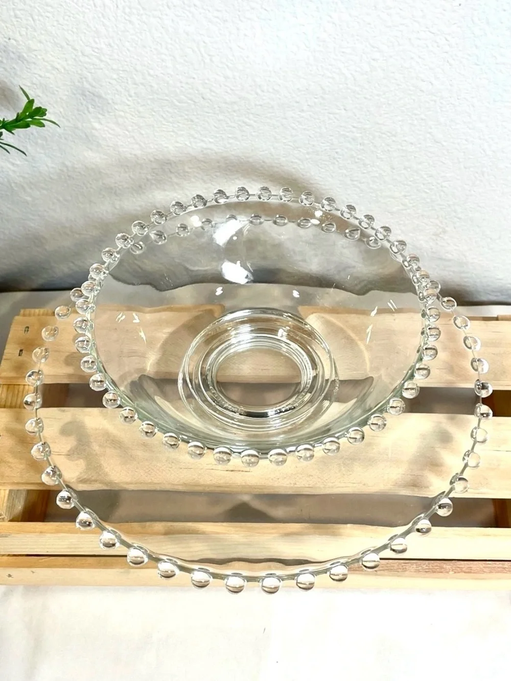 Imperial Glass “Candlewick” Clear Beaded Glass Chip & Dip Serving Set | VTG |EUC